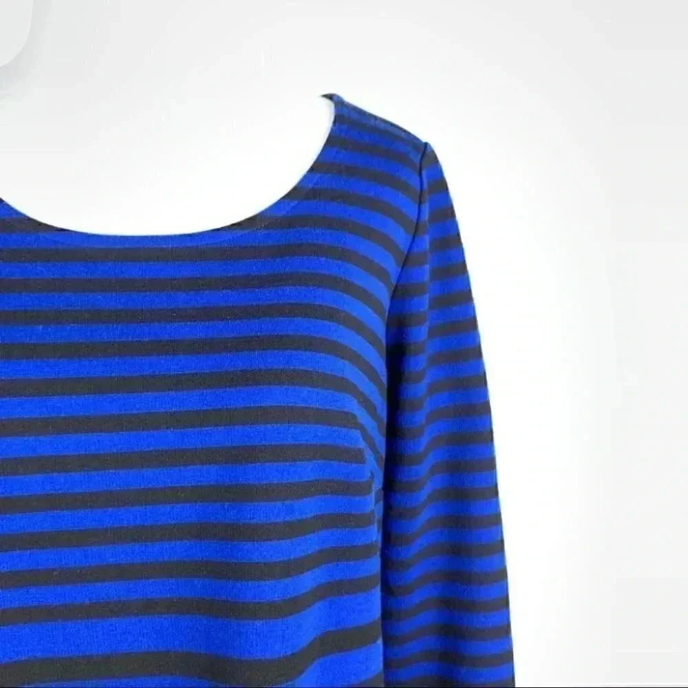 Ann Taylor dress size SP black blue striped pencil - Picture 3 of 10
